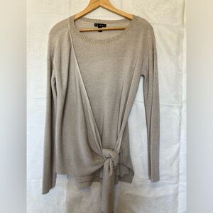 Tribal Cream Beige Sweater Size Small Wrap Tie Longsleeve Elegant Crew Neck